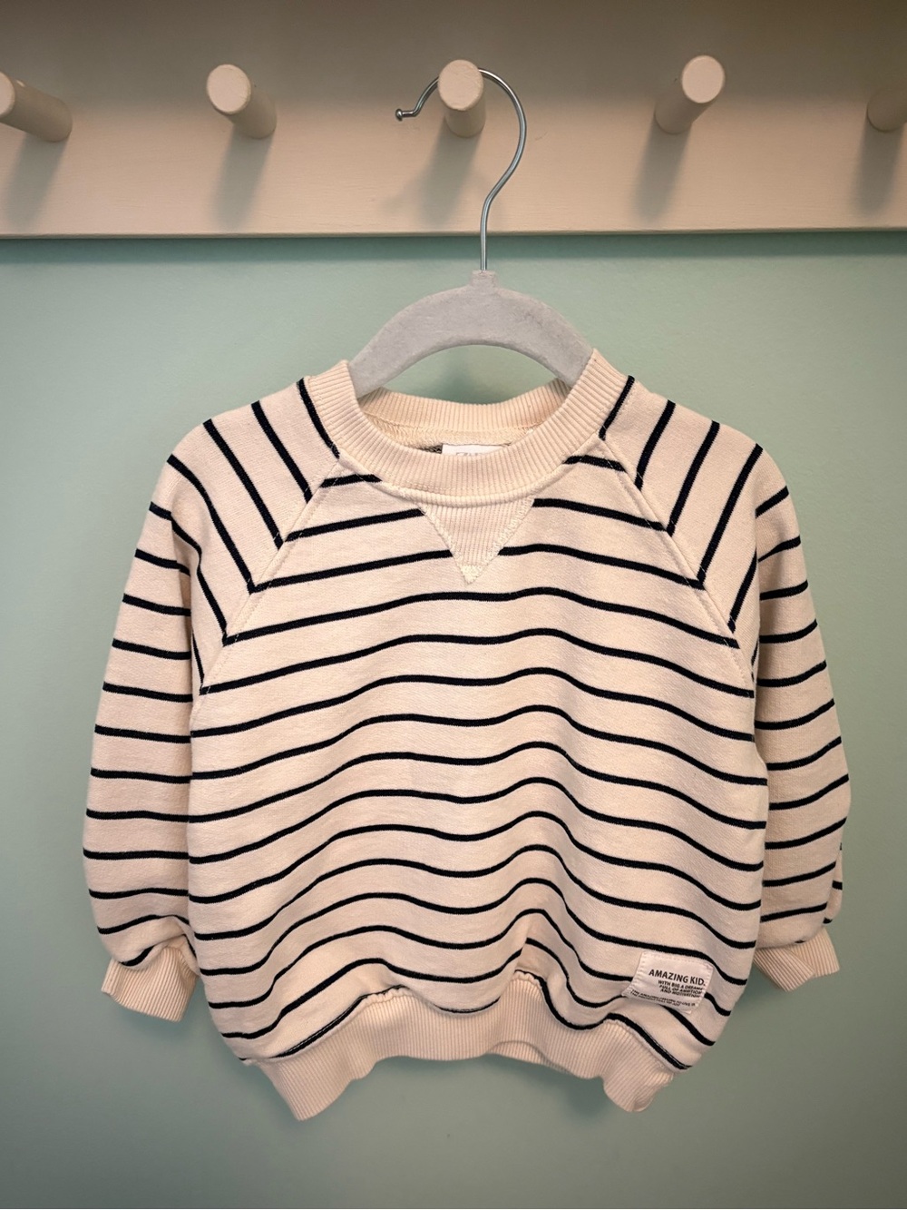 Zara Striped Cream Crewneck Sweatshirt